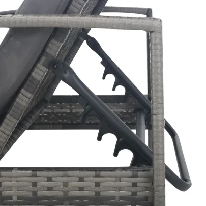 Șezlong Gri Poliratan cu 4 Poziții - Livrare Gratuită