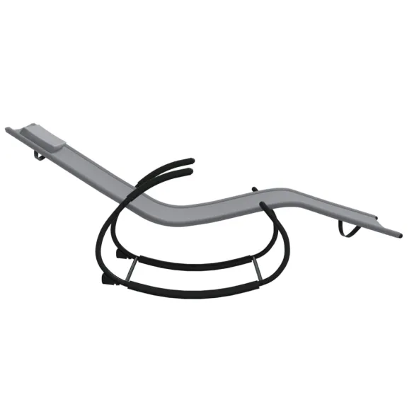 Șezlong Balansoar Gri - Oțel și Textilenă | Livrare Gratuită