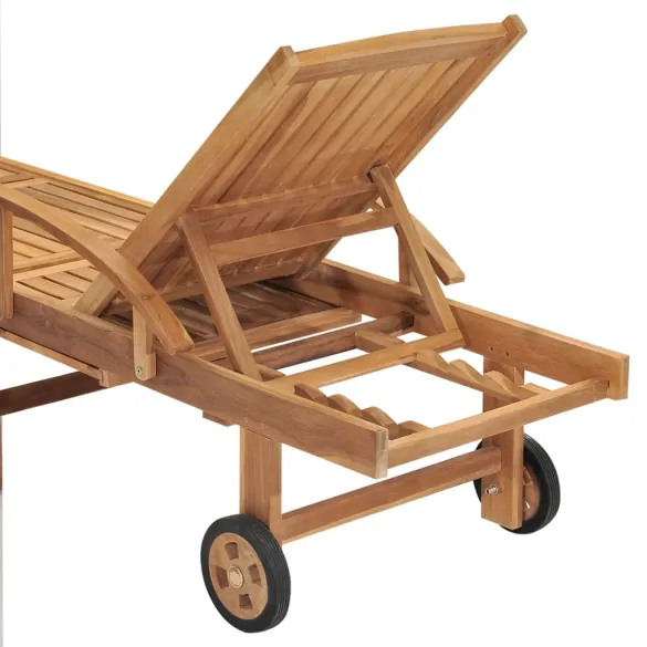 Șezlong Lemn Tec - Mobilier Grădină Rezistent - Livrare Gratuită