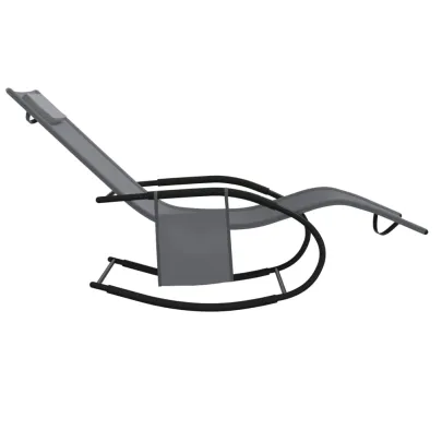 Șezlong Balansoar Gri - Oțel și Textilenă | Comandă Acum