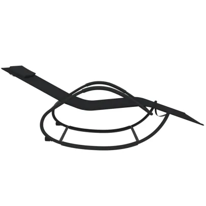 Șezlong Balansoar Negru - Set 2 Bucăți - Livrare Gratuită