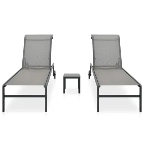 Set 2 Șezlonguri cu Masă - Textilenă și Oțel | Livrare Gratuită 2