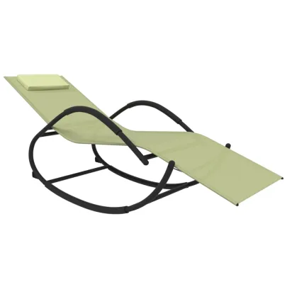 Șezlong Balansoar Crem - 2 bucăți - Oțel & Textilă