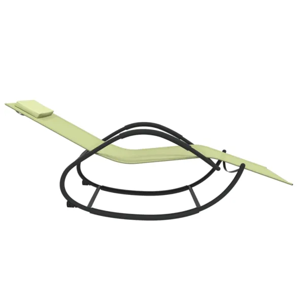 Șezlong Balansoar Crem - 2 bucăți - Oțel & Textilă