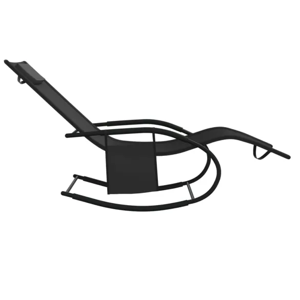 Șezlonguri Balansoare Negre - Set de 2 | Oțel și Textilenă