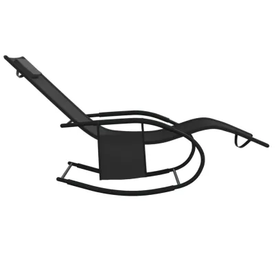 Șezlonguri Balansoare Negre - Set de 2 | Oțel și Textilenă