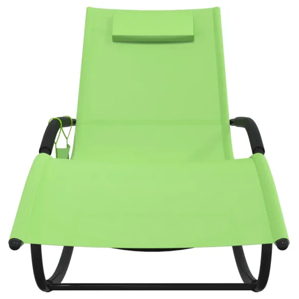 Șezlonguri Balansoare 2 buc - Verde - Oțel și Textilenă