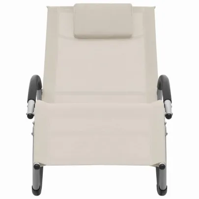 Șezlong Balansor cu Pernă - Crem, Textilenă | Livrare Gratuită