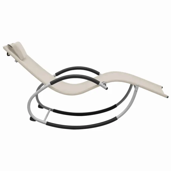 Șezlong Balansor cu Pernă - Crem, Textilenă | Livrare Gratuită
