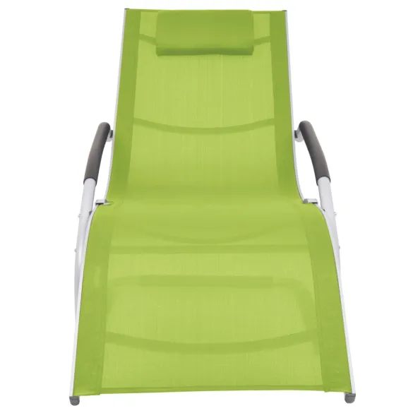 Șezlong Verde cu Pernă - Aluminiu și Textilenă
