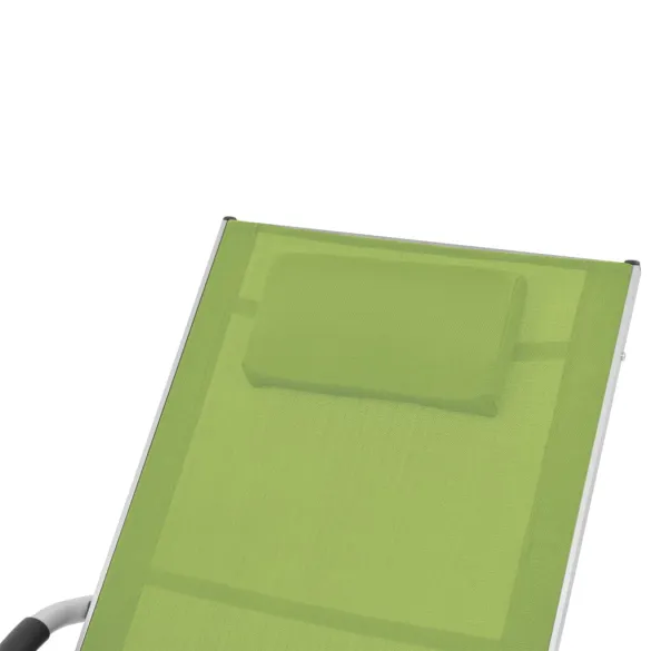 Șezlong Verde cu Pernă - Aluminiu și Textilenă