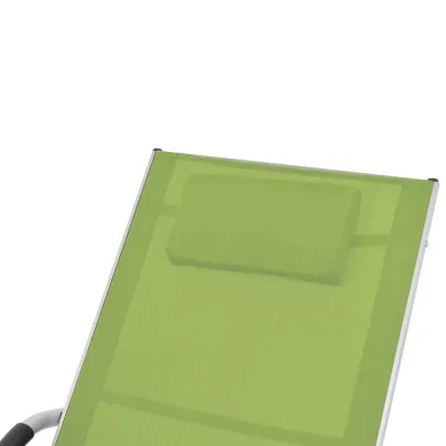 Șezlong Verde cu Pernă - Aluminiu și Textilenă