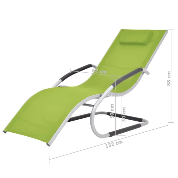 Șezlong Verde cu Pernă - Aluminiu și Textilenă