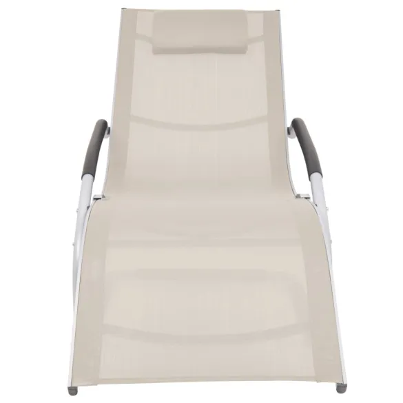Șezlong cu Pernă - Crem, Aluminiu - Livrare Gratuită