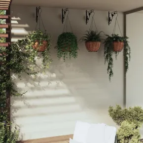 Suporturi Jardiniere Suspandate 4 buc - Oțel Negru - Livrare Gratuită