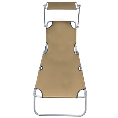 Șezlong Pliabil cu Baldachin Reglabil - Gri Taupe | Aluminiu