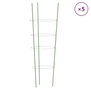 Suport Plante Grădină cu 4 Inele - 5 bucăți - Verde - Oțel 2