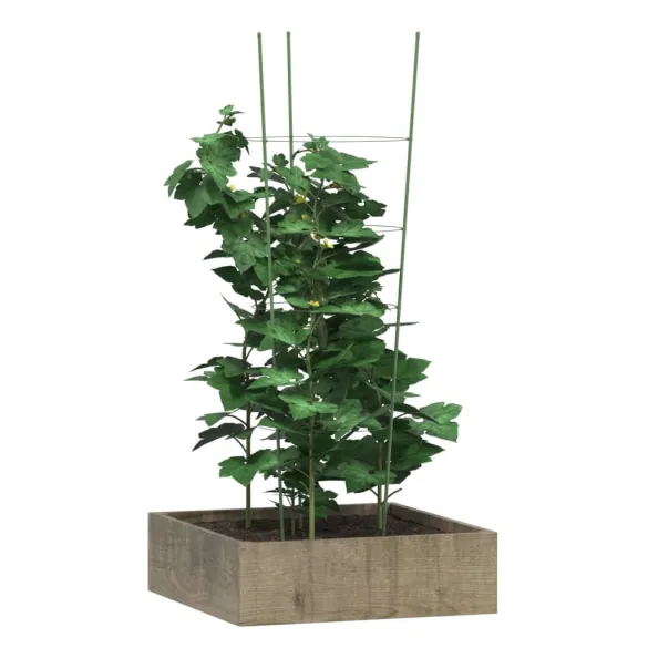 Suport Plante Grădină cu 4 Inele - 5 bucăți - Verde - Oțel Suport Plante Grădină cu 4 Inele - 5 bucăți - Verde - Oțel