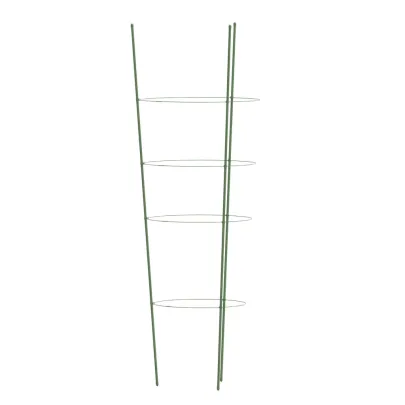 Suport Plante Grădină cu 4 Inele - 5 bucăți - Verde - Oțel