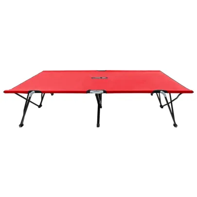 Șezlong Pliabil 2 Persoane - Roșu, Oțel | Livrare Gratuită