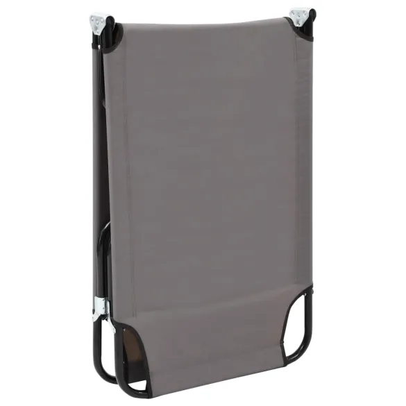 Șezlong Pliabil Gri - Oțel | Livrare Gratuită