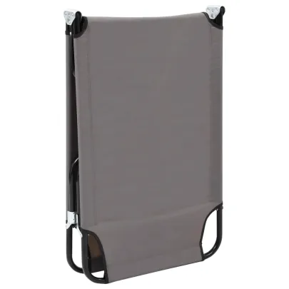 Șezlong Pliabil Gri - Oțel | Livrare Gratuită