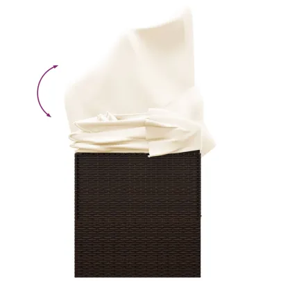 Pat Șezlong Exterior cu Baldachin și Perne - Maro