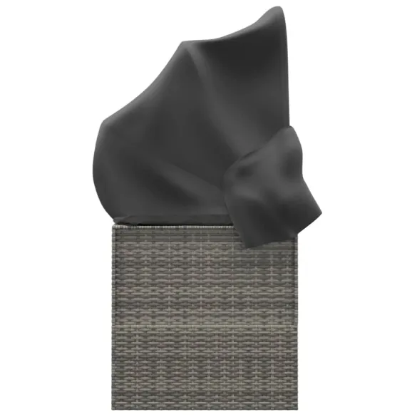 Pat Șezlong Exterior cu Baldachin și Perne - Gri