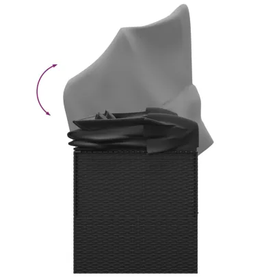 Pat Șezlong Exterior cu Acoperiș și Perne - Negru - Ratan PE