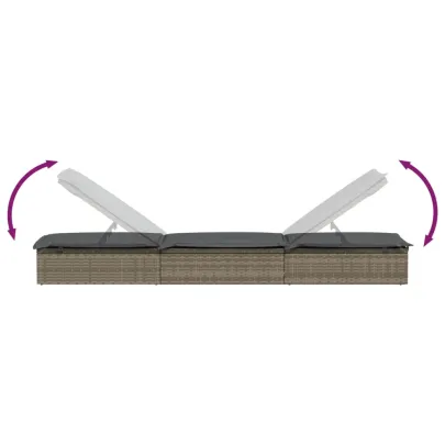 Șezlong cu Pernă Gri - Poliratan Rezistent - Livrare Gratuită