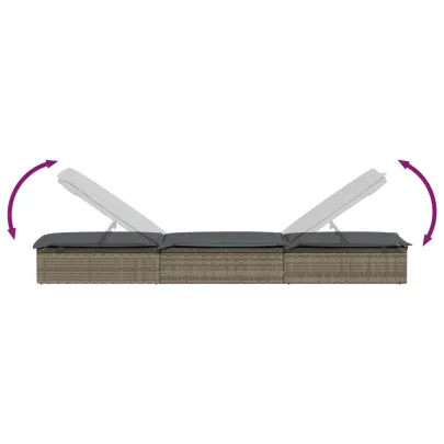 Șezlong cu Masă - Gri, Poliratan | Livrare Gratuită