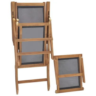 Șezlong Grădină Negru - Lemn de Tec Rezistent | Comandă Acum