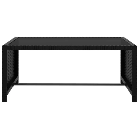 Șezlonguri cu Masă - Set 2 bucăți Negru Poliratan