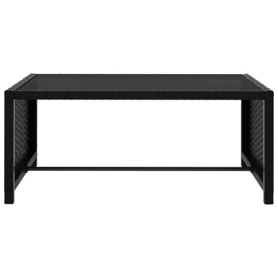 Șezlonguri cu Masă - Set 2 bucăți Negru Poliratan