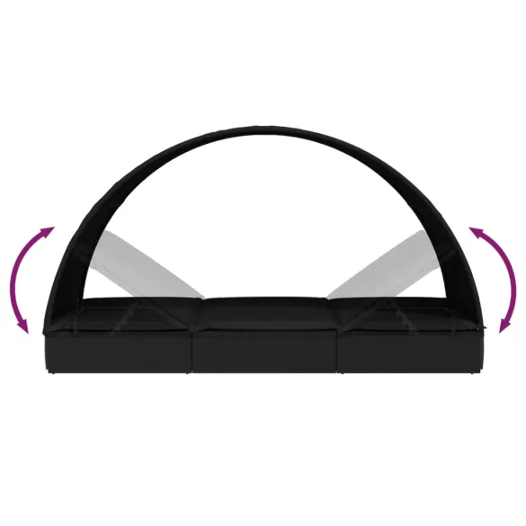 Șezlong cu Acoperiș Rotund Negru - Livrare Gratuită