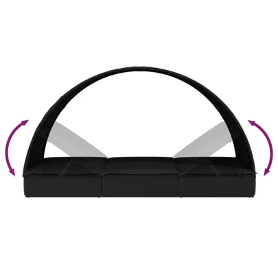 Șezlong cu Acoperiș Rotund Negru - Livrare Gratuită