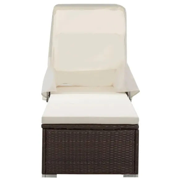 Șezlong cu Baldachin și Pernă - Maro Ratan Poliester