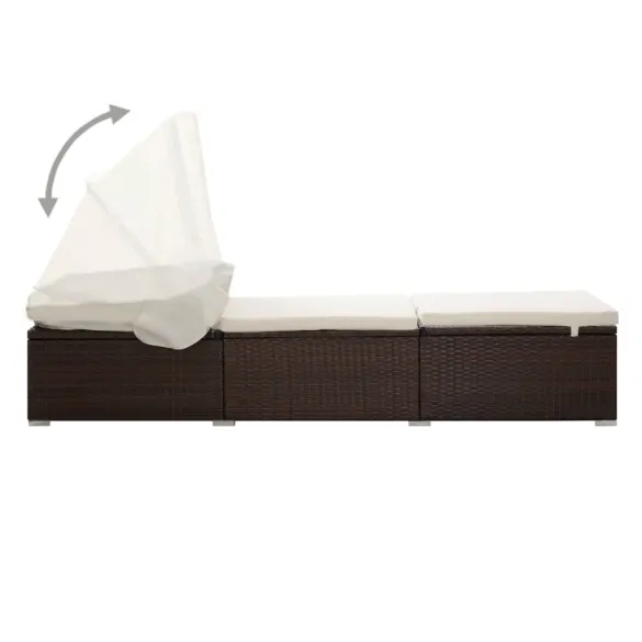 Șezlong cu Baldachin și Pernă - Maro Ratan Poliester