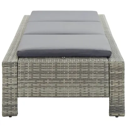 Șezlong cu Pernă - Ratan Gri - Livrare Gratuită