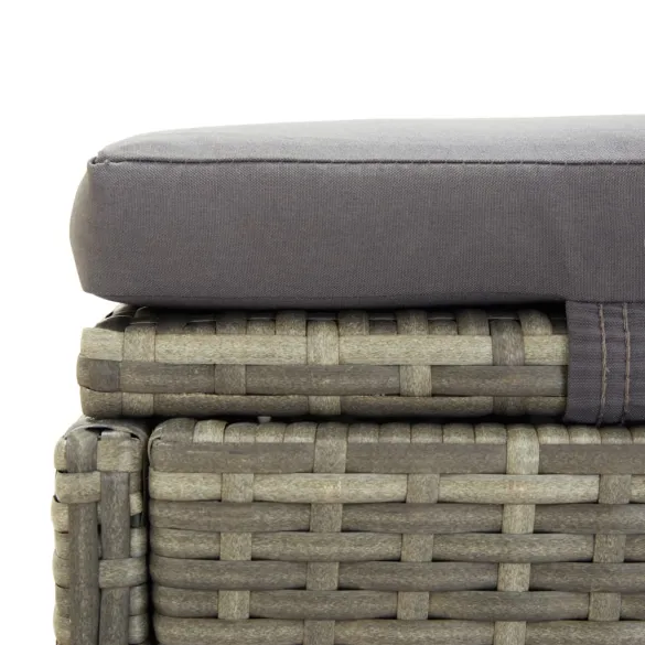 Șezlong cu Pernă - Ratan Gri - Livrare Gratuită