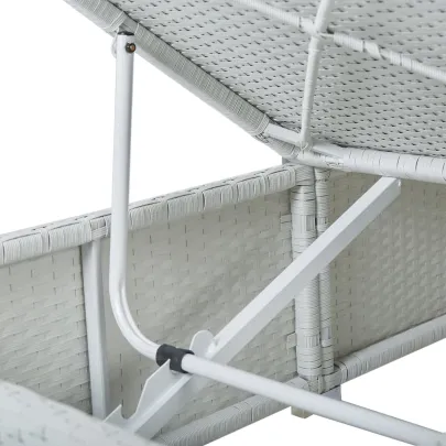 Șezlong cu Măsuță și Pernă - Alb, Poliratan - Livrare Gratuită