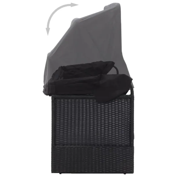 Pat Canapea Exterior cu Copertină Negru - Rattan PE Rezistent Pat Canapea Exterior cu Copertină Negru - Rattan PE Rezistent