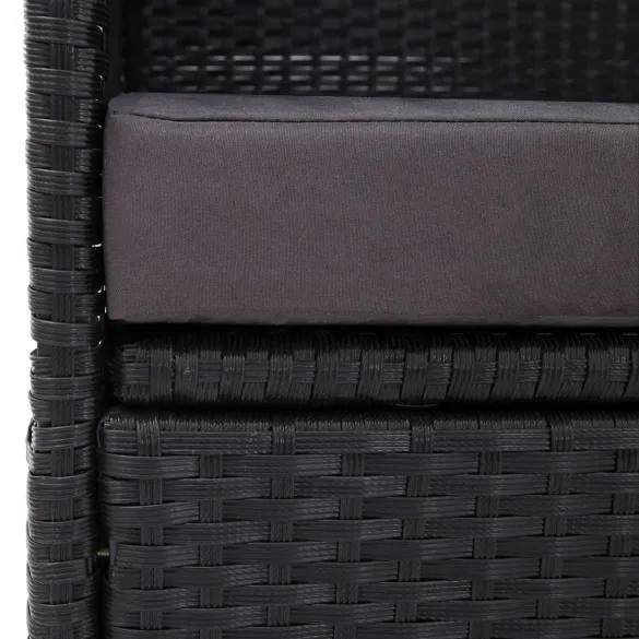 Pat Canapea Exterior cu Copertină Negru - Rattan PE Rezistent Pat Canapea Exterior cu Copertină Negru - Rattan PE Rezistent