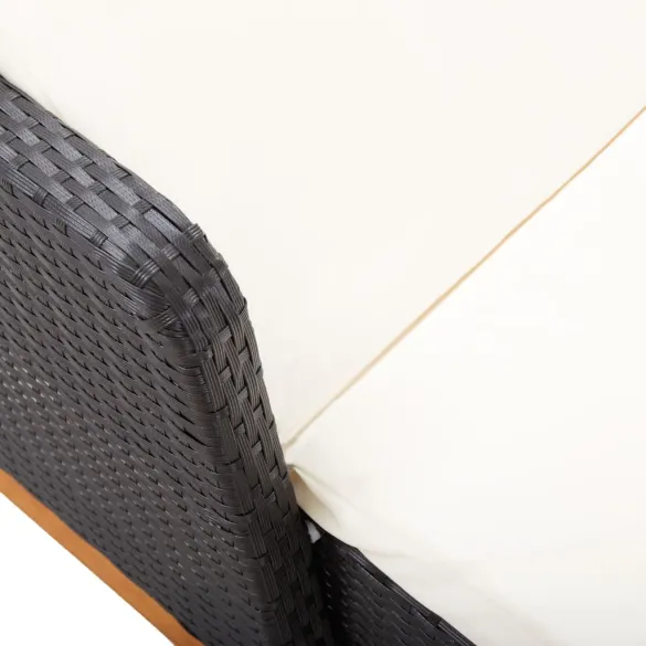 Șezlong Premium Negru Lemn Acacia | Livrare Gratuită