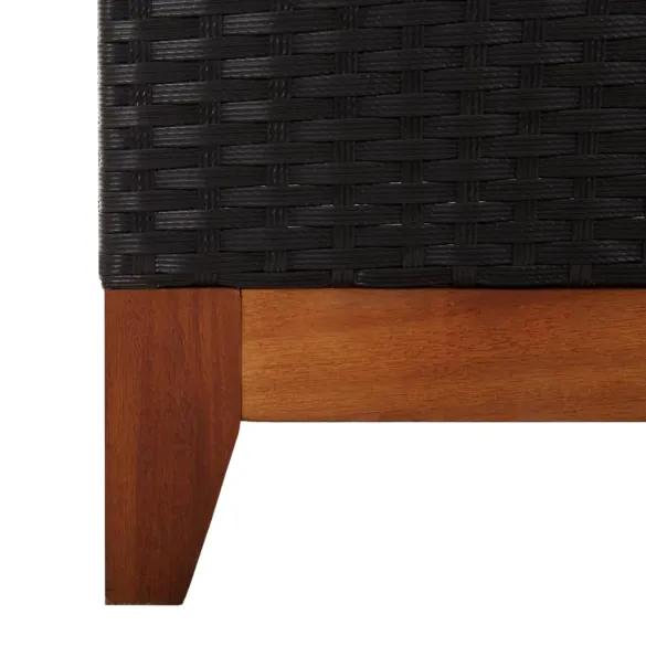 Șezlong Premium Negru Lemn Acacia | Livrare Gratuită