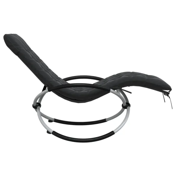 Șezlong Exterior Geometric cu Pernă - Negru/Gri - Oțel