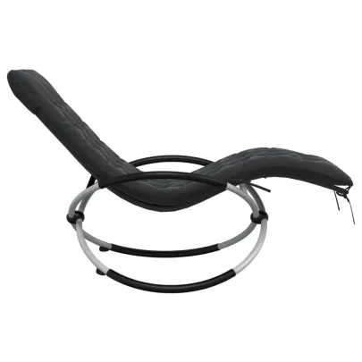 Șezlong Exterior Geometric cu Pernă - Negru/Gri - Oțel