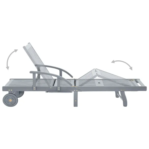 Șezlong Garden Relax - Lemn Acacia Masiv, Gri | Comandă Acum