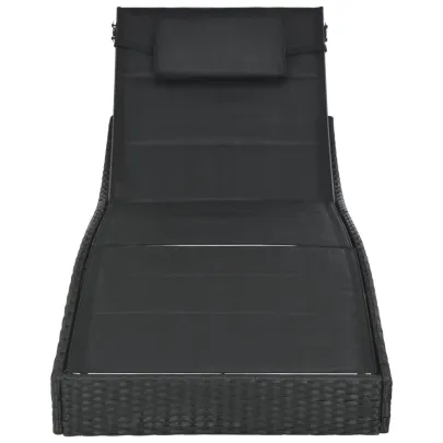 Șezlong Negru Poliratan - Comandă cu Livrare Gratuită