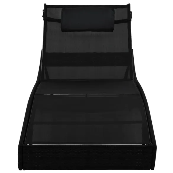 Set Șezlonguri cu Masă Negru Poliratan - Livrare Gratuită